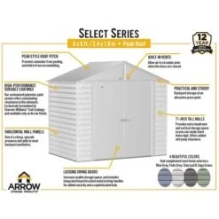 Arrow Select Steel Storage Shed, 8x6, Charcoal 18 Arrow Select Steel Storage Shed, 8x6, Charcoal -Shelterlogic arrowselect 8x6 peak infographic 1