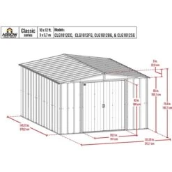 Arrow Classic Steel Storage Shed, 10 Ft. X 12 Ft., Sage Green -Shelterlogic classic 10x12 schematic 3