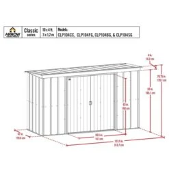 Arrow Classic Steel Storage Shed, 10 Ft. X 4 Ft., Flute Grey 19 Arrow Classic Steel Storage Shed, 10 Ft. X 4 Ft., Flute Grey -Shelterlogic classic 10x4 schematic 1