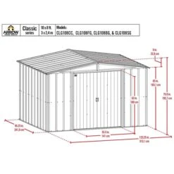 Arrow Classic Steel Storage Shed, 10 Ft. X 8 Ft., Charcoal 31 Arrow Classic Steel Storage Shed, 10 Ft. X 8 Ft., Charcoal -Shelterlogic classic 10x8 schematic 1