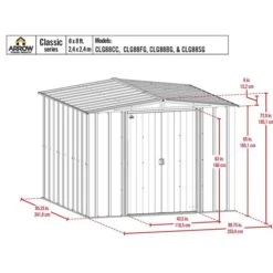 Arrow Classic Steel Storage Shed, 8 Ft. X 8 Ft., Sage Green 21 Arrow Classic Steel Storage Shed, 8 Ft. X 8 Ft., Sage Green -Shelterlogic classic 8x8 schematic 1 1 1