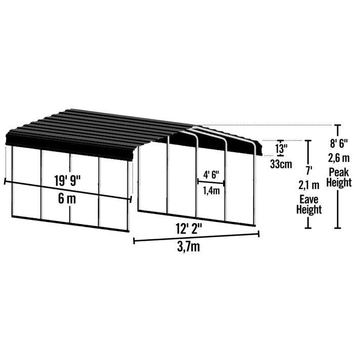 Arrow Carport, 12 Ft. X 20 Ft. X 7 Ft. Eggshell 4 Arrow Carport, 12 Ft. X 20 Ft. X 7 Ft. Eggshell - Image 2