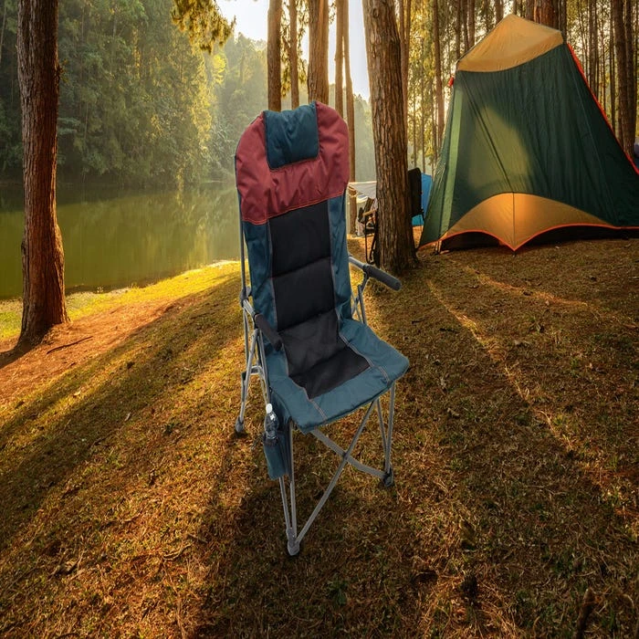 Camp & Go Deluxe Hard Arm Quad Chair - Oxblood/Navy 4 Camp & Go Deluxe Hard Arm Quad Chair - Oxblood/Navy - Image 2