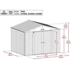 Arrow Elite Steel Storage Shed, 10x8, Anthracite -Shelterlogic elite 10x8 schematic