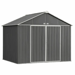 EZEE Shed® Steel Storage Shed, 10 Ft. X 8 Ft. Charcoal With Cream Trim
