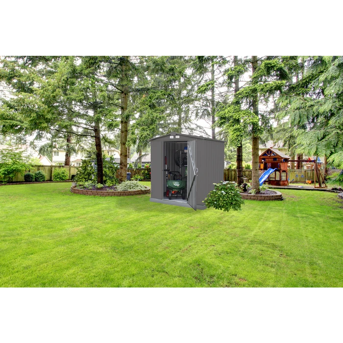 EZEE Shed® Steel Storage Shed, 6 Ft. X 5 Ft. Charcoal 4 EZEE Shed® Steel Storage Shed, 6 Ft. X 5 Ft. Charcoal - Image 2