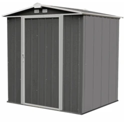 EZEE Shed® Steel Storage Shed, 6 Ft. X 5 Ft. Charcoal With Cream Trim
