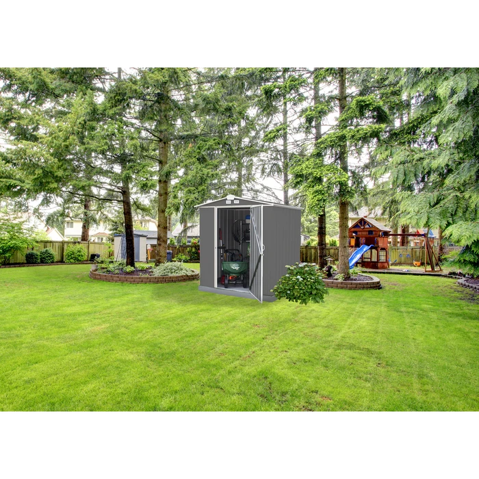 EZEE Shed® Steel Storage Shed, 6 Ft. X 5 Ft. Charcoal With Cream Trim 5 EZEE Shed® Steel Storage Shed, 6 Ft. X 5 Ft. Charcoal With Cream Trim - Image 3