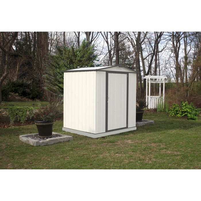 EZEE Shed® Steel Storage Shed, 6 Ft. X 5 Ft. Cream With Charcoal Trim 4 EZEE Shed® Steel Storage Shed, 6 Ft. X 5 Ft. Cream With Charcoal Trim - Image 2