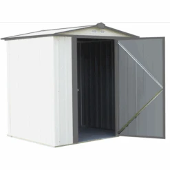 EZEE Shed® Steel Storage Shed, 6 Ft. X 5 Ft. Cream With Charcoal Trim 14 EZEE Shed® Steel Storage Shed, 6 Ft. X 5 Ft. Cream With Charcoal Trim -Shelterlogic ez6565lvcrcc 4