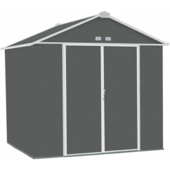 EZEE Shed® Steel Storage Shed, 8 Ft. X 7 Ft. Charcoal With Cream Trim