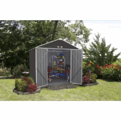 EZEE Shed® Steel Storage Shed, 8 Ft. X 7 Ft. Charcoal With Cream Trim -Shelterlogic ez8772hvcccr 4