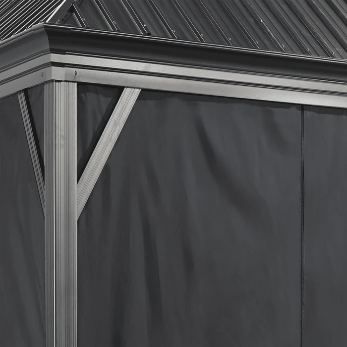 Sojag Black Curtains For Monaco/Messina/Mykonos/Moreno Gazebo, 10 Ft. X 14 Ft., Polyester, Outdoor Shades 5 Sojag Black Curtains For Monaco/Messina/Mykonos/Moreno Gazebo, 10 Ft. X 14 Ft., Polyester, Outdoor Shades - Image 3