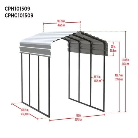Arrow Carport 10x15x09 Charcoal BKP 3 Arrow Carport 10x15x09 Charcoal BKP
