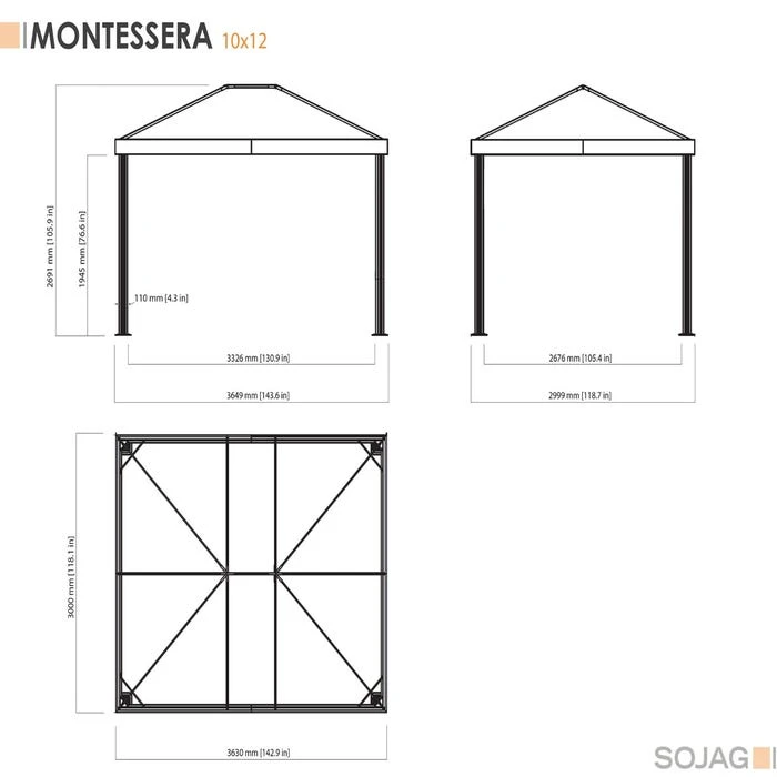 Monteserra 10 X 12 Ft. Gazebo, Dark Grey 12 Monteserra 10 X 12 Ft. Gazebo, Dark Grey - Image 10
