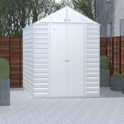 Arrow Select Steel Storage Shed, 10x14, Flute Grey 20 Arrow Select Steel Storage Shed, 10x14, Flute Grey -Shelterlogic scg1014fg image 01