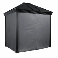 Cambridge Grey Spun Polyester Curtains 10 Ft. X 12 Ft.