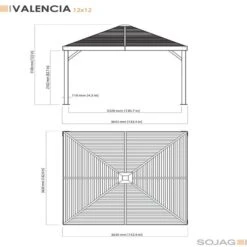 Valencia Gazebo Wood Finish 12 X 12 Ft. 15 Valencia Gazebo Wood Finish 12 X 12 Ft. -Shelterlogic valencia 12x12 schematic