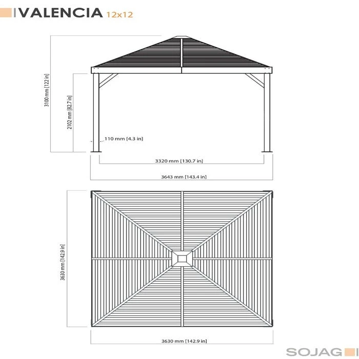 Valencia Gazebo Wood Finish 12 X 12 Ft. 9 Valencia Gazebo Wood Finish 12 X 12 Ft. - Image 7