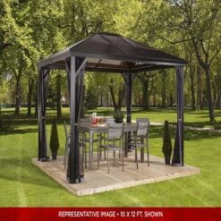 Verona Hardtop Gazebo, 10 Ft. X 10 Ft. Dark Gray 8 Verona Hardtop Gazebo, 10 Ft. X 10 Ft. Dark Gray -Shelterlogic verona series image 01